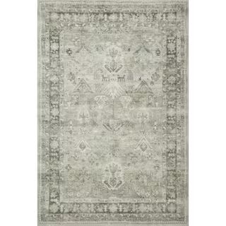 Rosette Steel/Graphite 2 ft. 6 in. x 7 ft. 6 in. Traditional Polyester Pile Runner Rug | The Home Depot