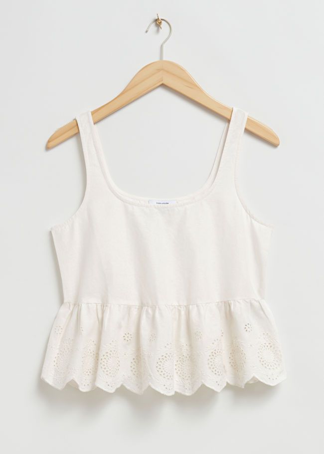 Sleeveless Broderie Anglaise Top - Ivory - Tanktops & Camisoles - & Other Stories US | & Other Stories US