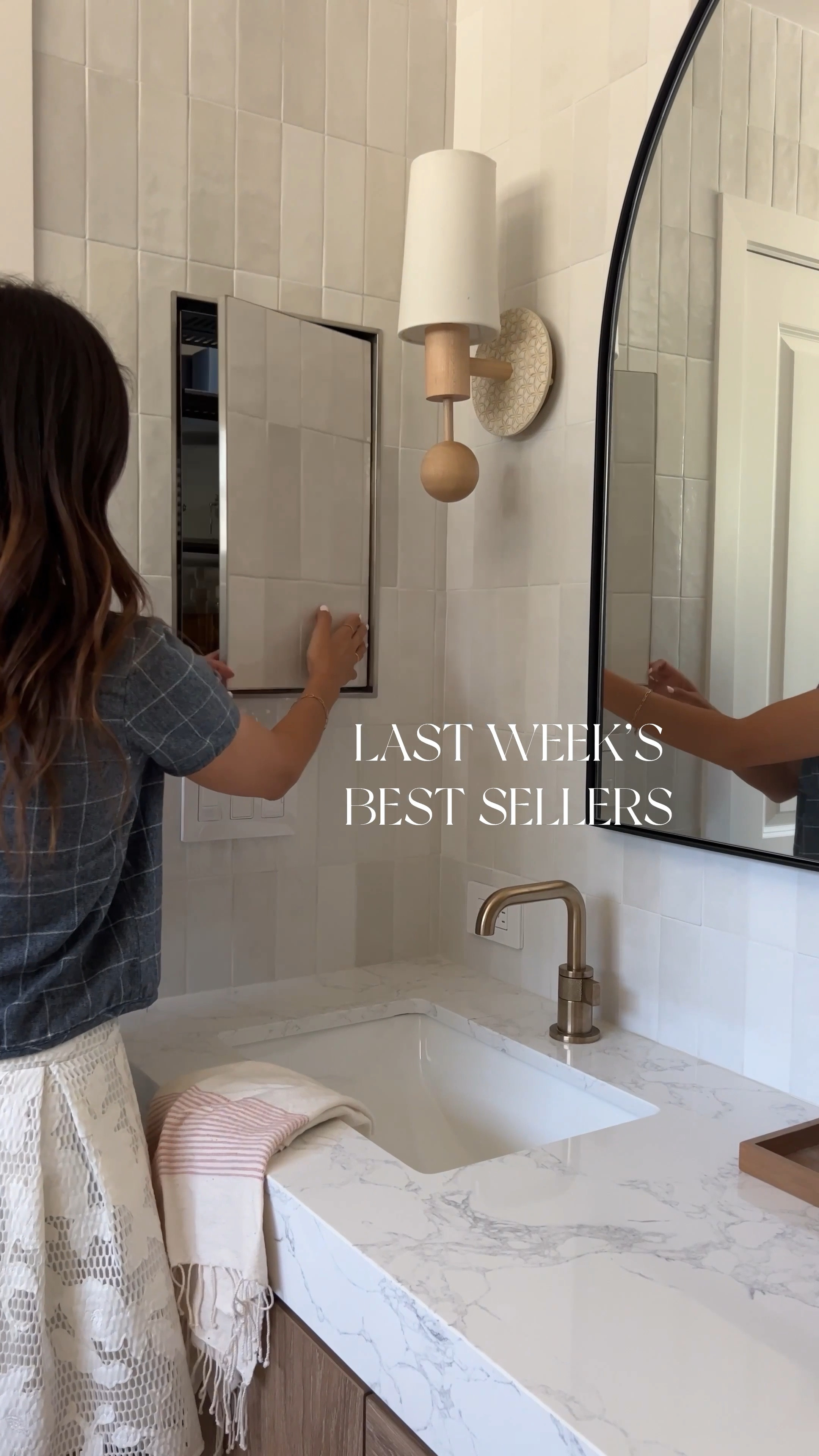 Last week’s best sellers wood vanity, white tile, brass faucet, upholstered chair, Accent chair, rug, glass, pendant, lights, brass hardware gray rug, green ottoman patio furniture, patio set, gray towels,white vase, vases Arhaus Walmart target 

#LTKfindsunder50 #LTKhome #LTKsalealert