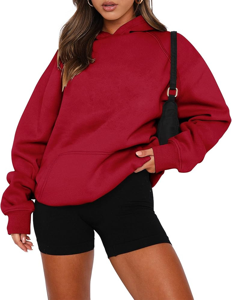 onlypuff Women Pullover Sweatshirt Long Sleeve Hoodies Kangaroo Pocket Fleece Basic Sweater | Amazon (US)