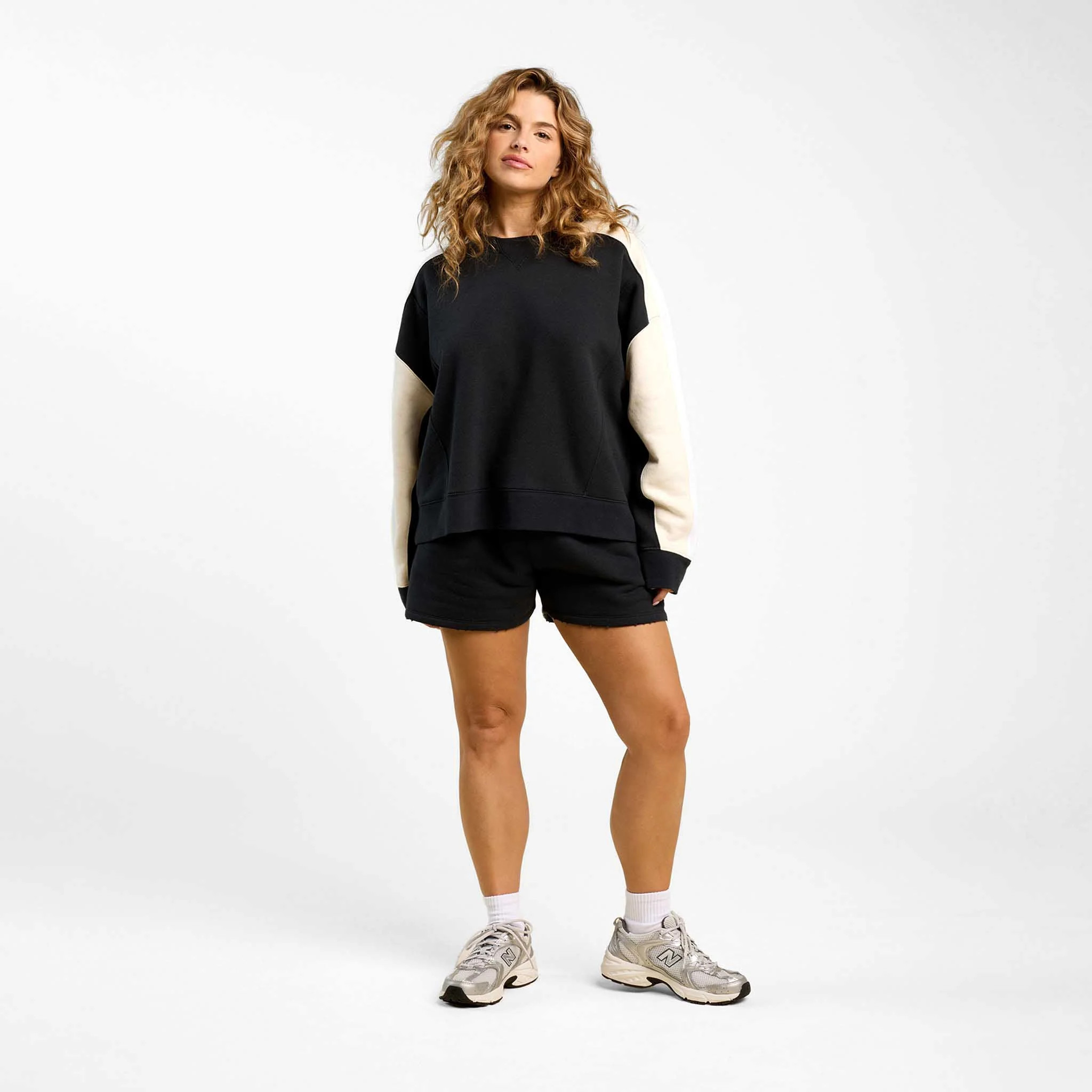 Vintage Fleece Sideline Crew | Black/Bone | Nuuds US