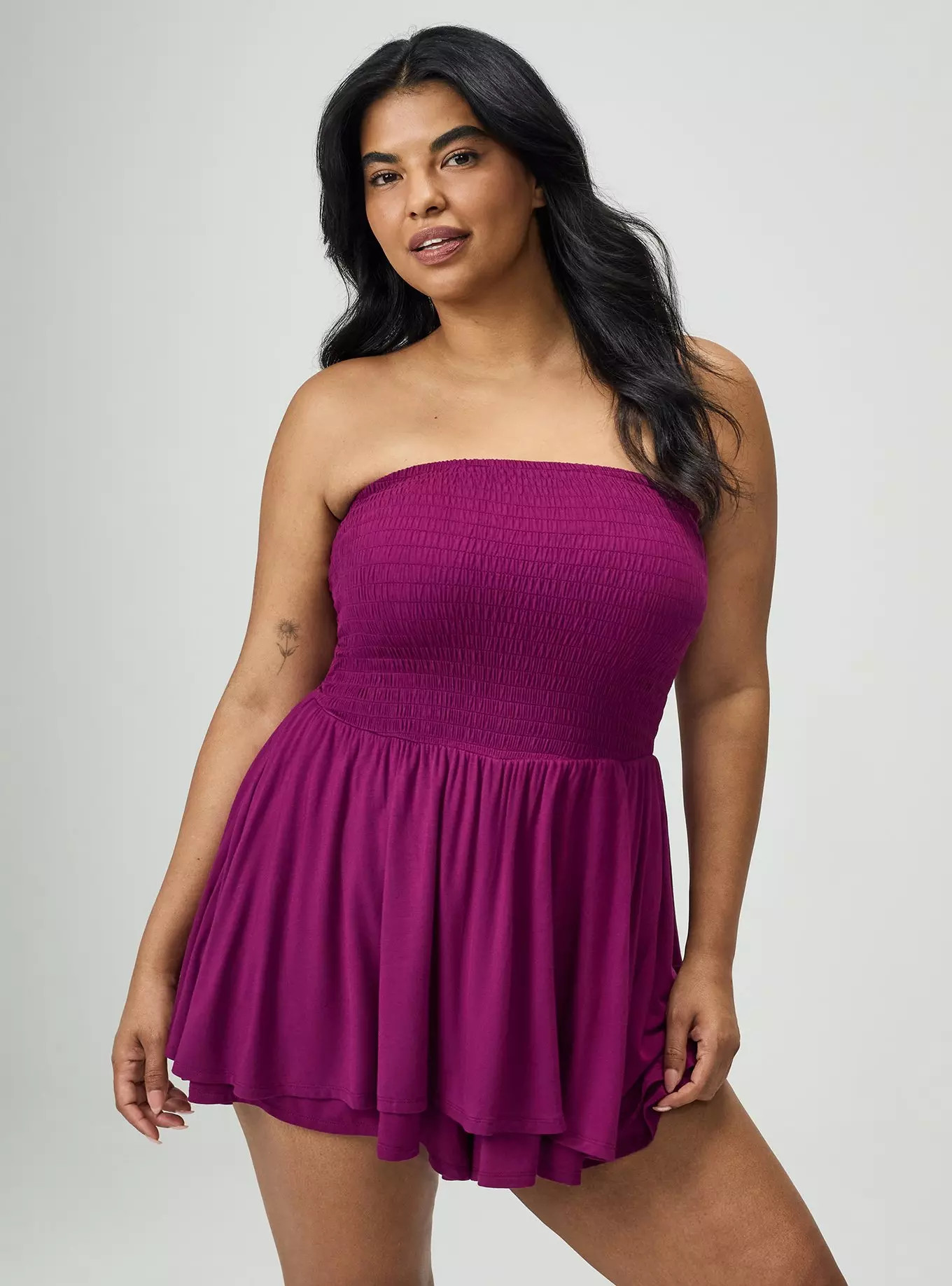 Crinkle Knit Smocked Tube Romper | Torrid (US & Canada)