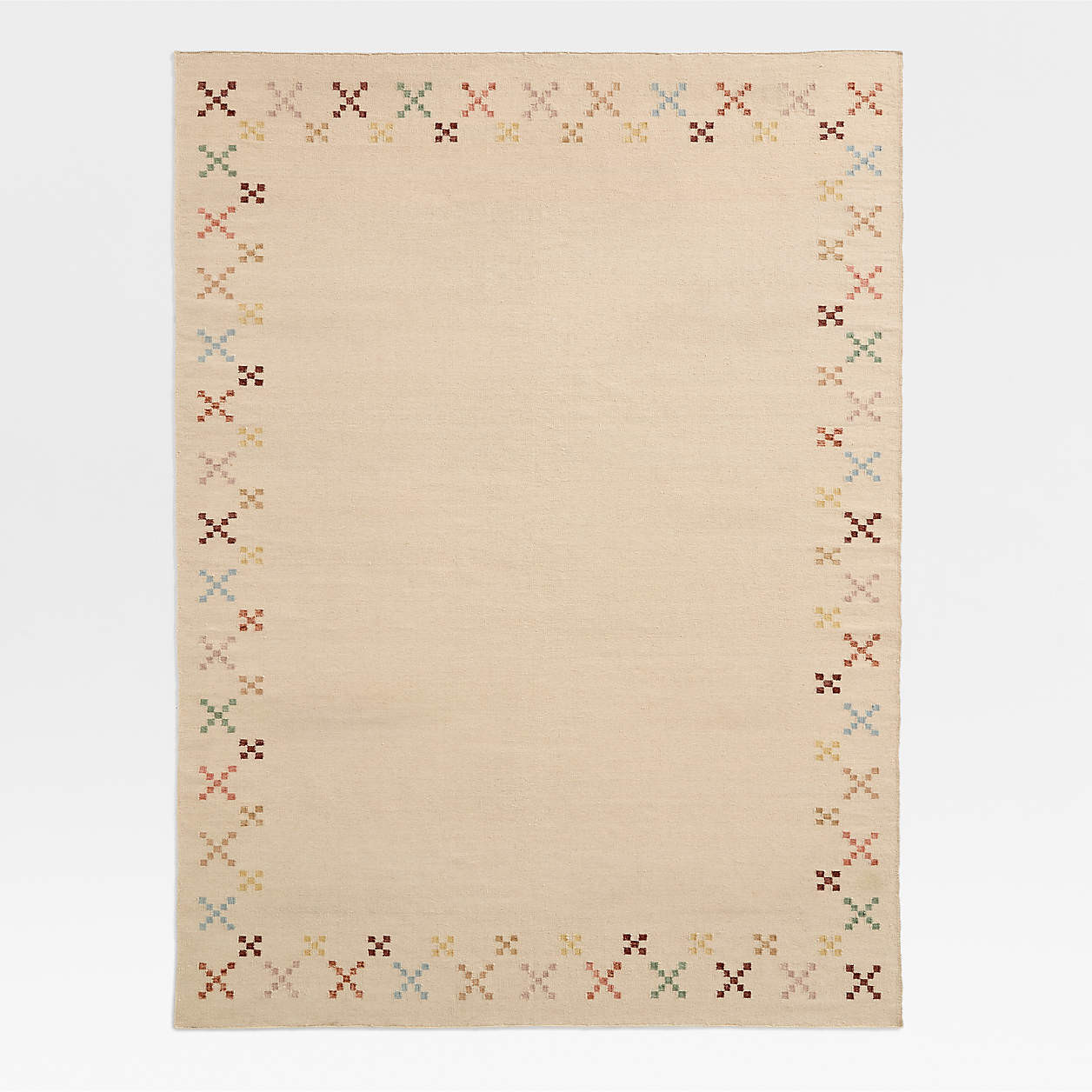 Broderie Kilim Green Wool and Cotton Kids Area Rug 5x8 by Sharland England | Crate & Kids | Crate & Barrel