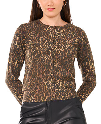 Vince Camuto Women's Leopard Print Long-Sleeve Cardigan Sweater - Macy's | Macy's