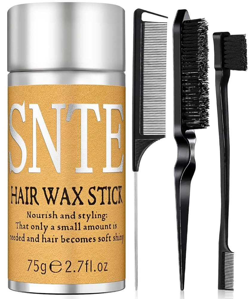 Slick Back Hair Brush & Hair Wax Stick Set - Tames Frizz & Smooths Flyaways - Sleek Ponytails, Bu... | Amazon (US)