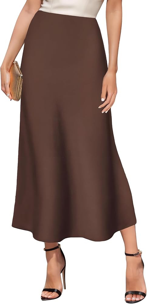 GOLDSTITCH Women's Satin High Waist Skirts Elegant Flared Casual A Line Maxi Skirt | Amazon (US)