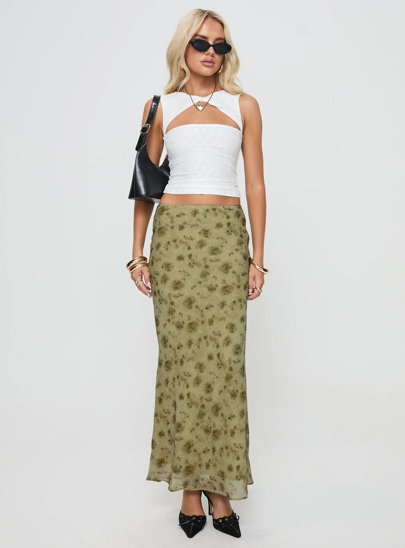 Piazia Maxi Skirt Green | Princess Polly US