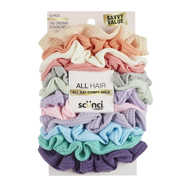 Scunci Value Pack Scrunchie Hair Ties, Multicolor, 12 Count | Walmart (US)