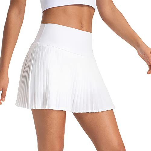 altiland Womens' Cool Feeling Pleated Tennis Athletic Running Mini Skirts with Shorts 3" (White, L) | Amazon (US)