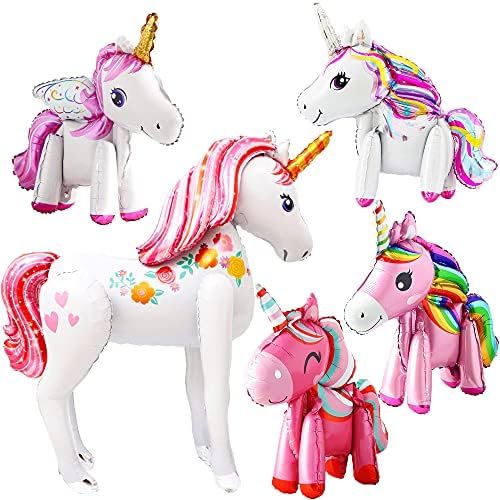 Giant, Self Standing Unicorn Balloons - 46 Inch, Pack of 5 | 3D Unicorn Balloons for Unicorn Birthda | Amazon (US)