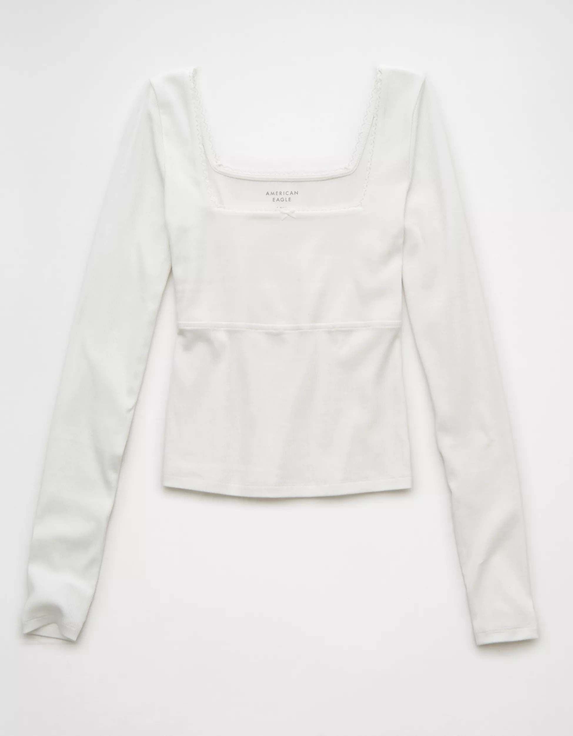 AE Square Neck Lace Long-Sleeve T-Shirt | American Eagle Outfitters (US & CA)