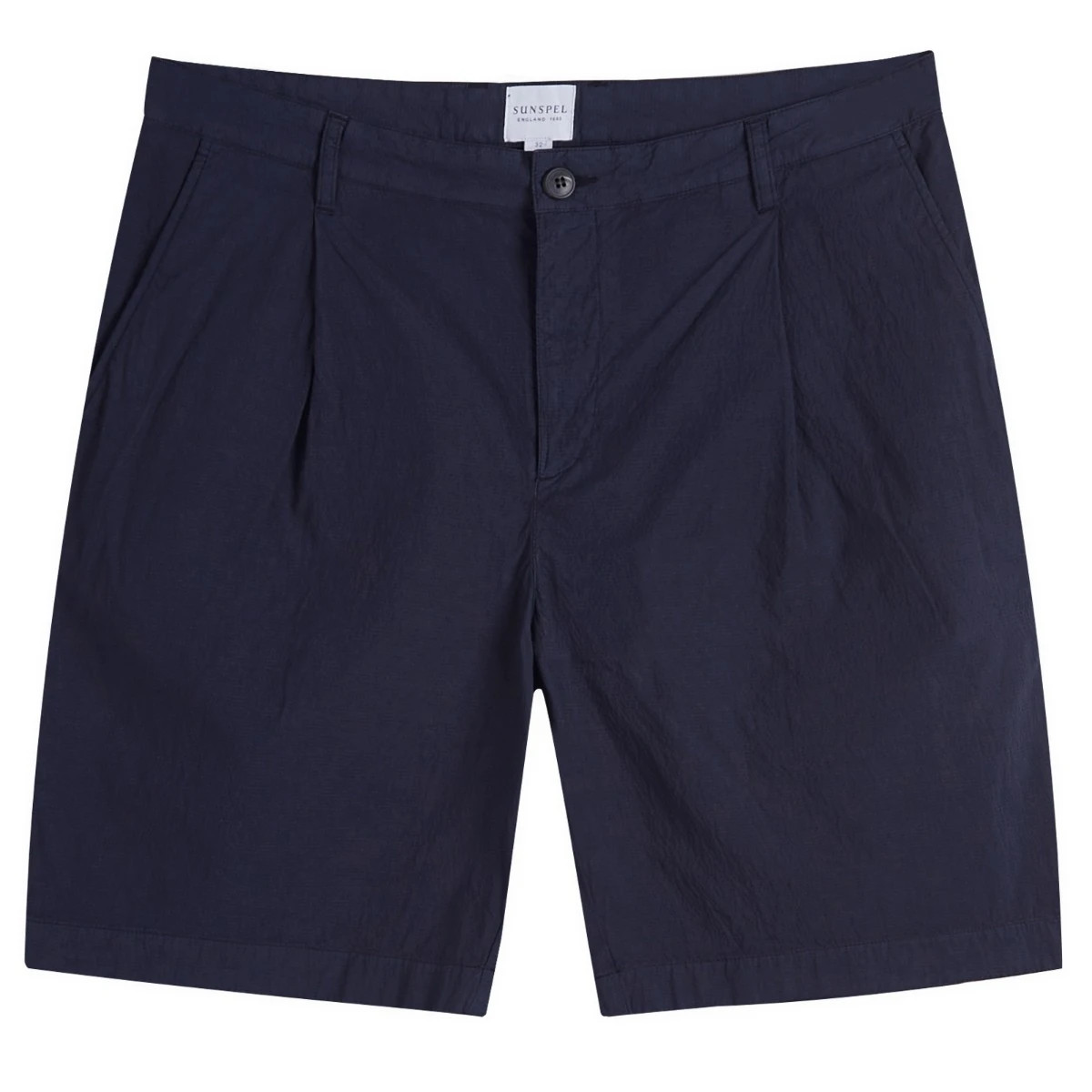 Sunspel Men's Lightweight Pleat Shorts in Navy, Size X-Large | END. Clothing