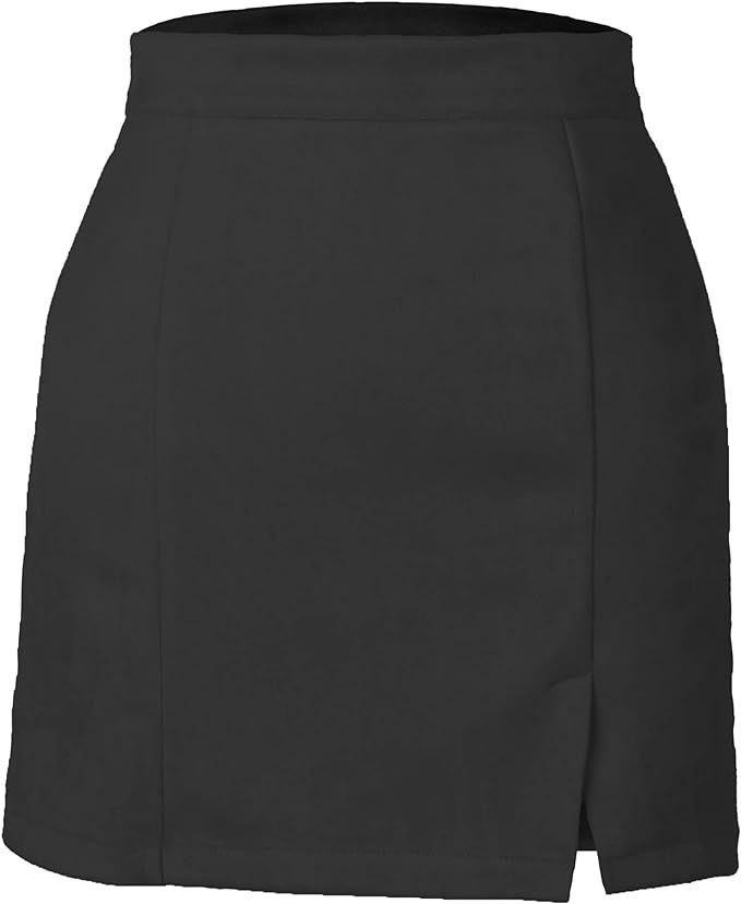 Amazon.com: YONG GO Women's Faux Suede Vintage Bodycon A-Line Mini Skirt Black Large : Clothing,... | Amazon (US)