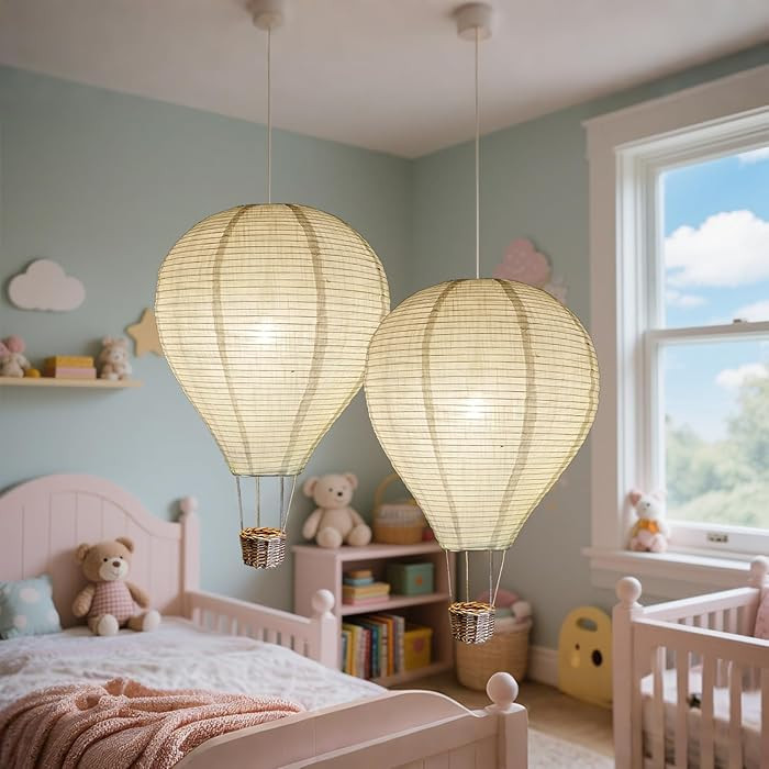 2PCS Hot air balloon lampshade Hanging decor 14inch pendant light shade Gifts for kids Nursery ki... | Amazon (US)