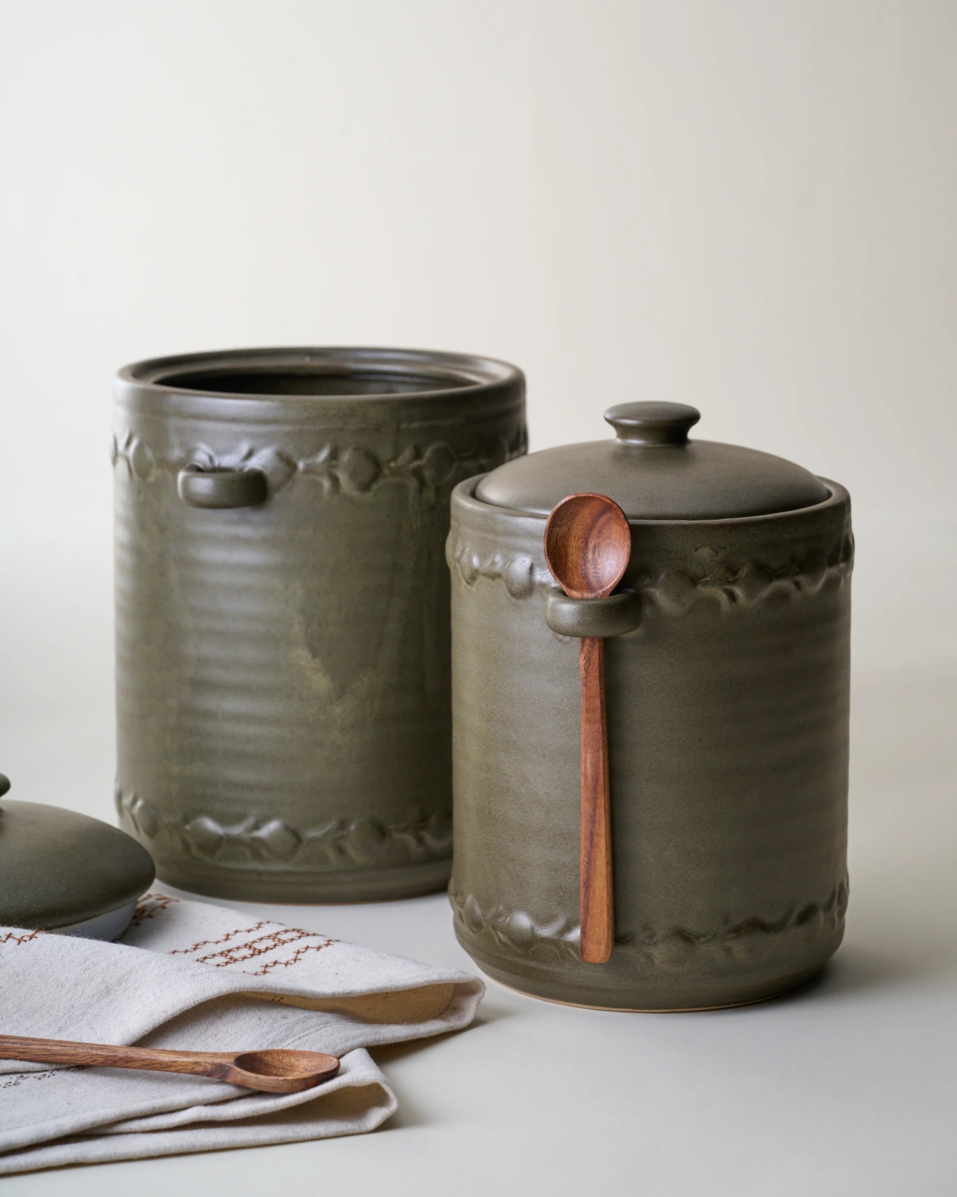 Emilie Dark Olive Canister + Scoop | Magnolia