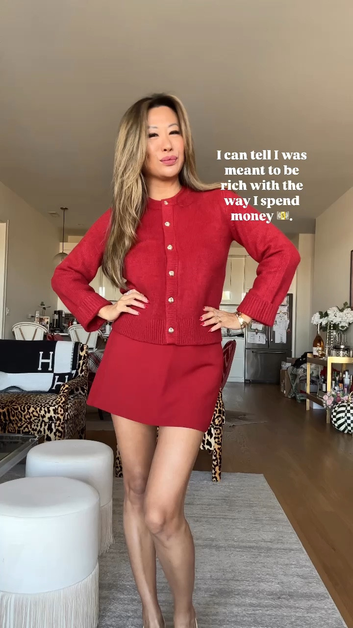 Red sweater cardigan outfits, Abercrombie 25% off everything, plus code CYBERAF for additional 15% off! 

Leopard skirt is from revolve. Size small in all. Leopard skirt o sized up to a 6. Denim skirt, faux leather skort, red skort. Easy Holiday outfits 

#LTKCyberWeek #LTKHoliday #LTKStyleTip