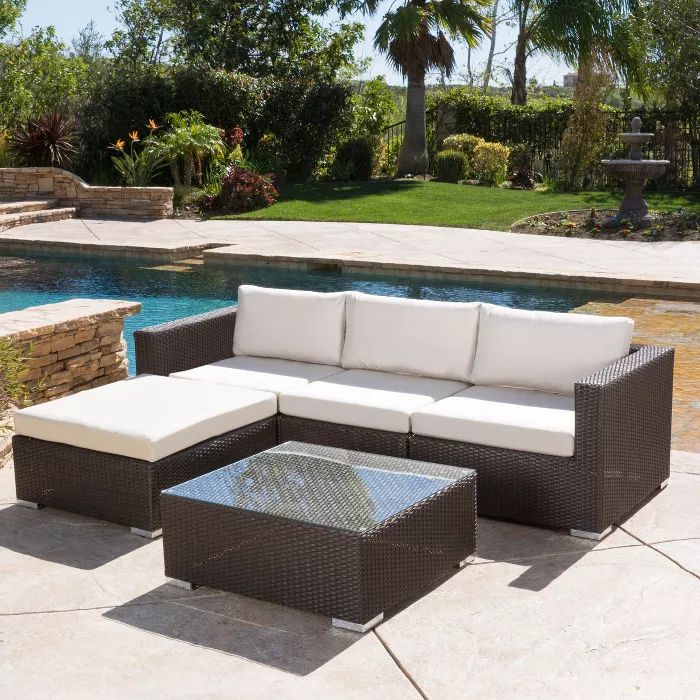 Santa Rosa 5pc Wicker Seating Sectional Set with Cushions - Christopher Knight Home | Target