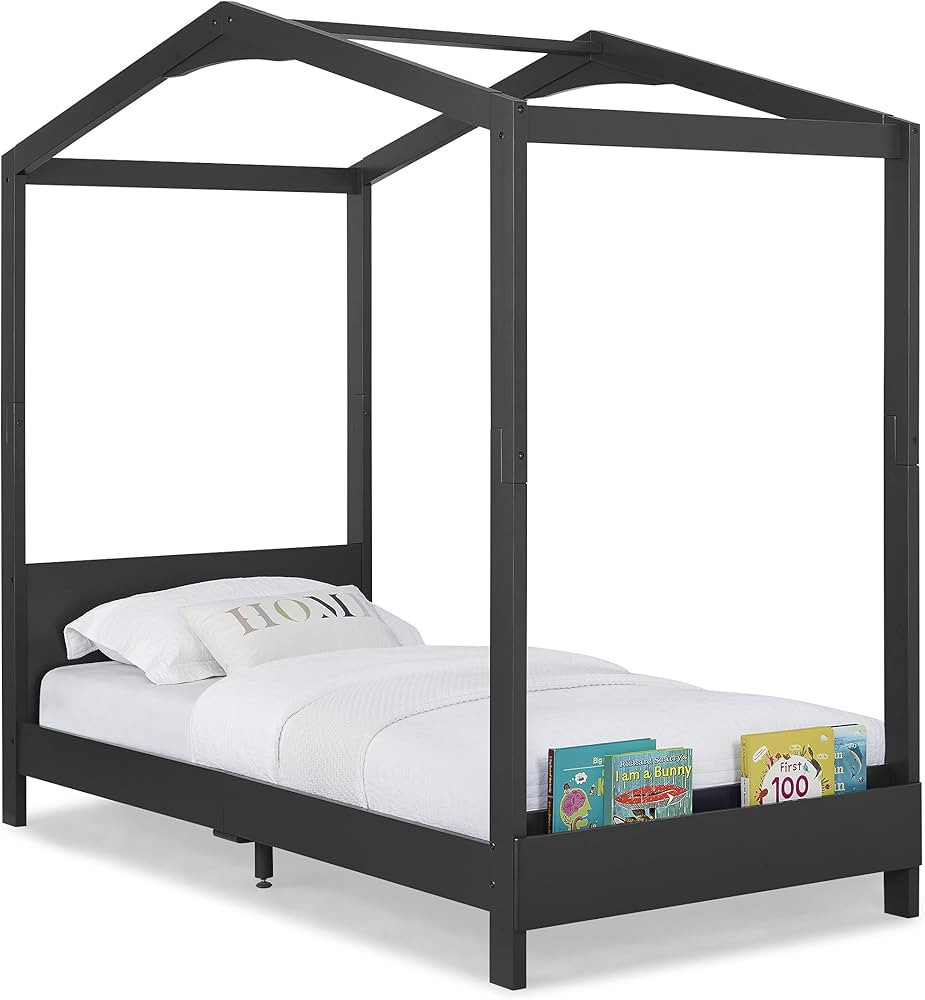 Delta Children Poppy House Wood Twin Bed, Platform Bed - No Box Spring Needed, Midnight Grey | Amazon (US)