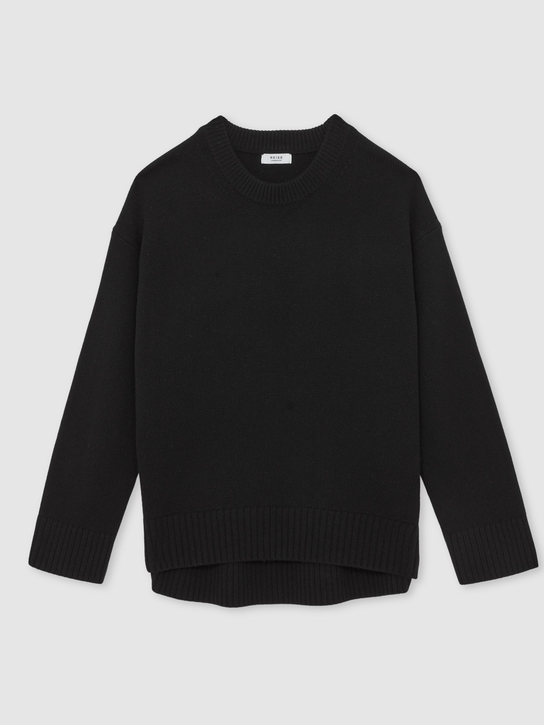 Wool-Cashmere Crew-Neck Jumper in Black | Reiss UK