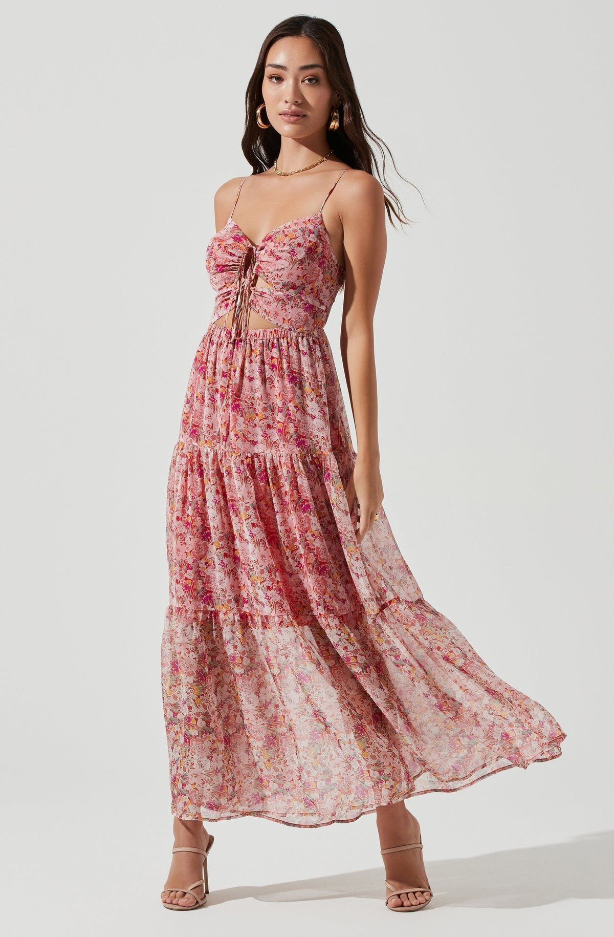 Brandy Floral Cinched Front Cutout Maxi Dress | ASTR The Label (US)