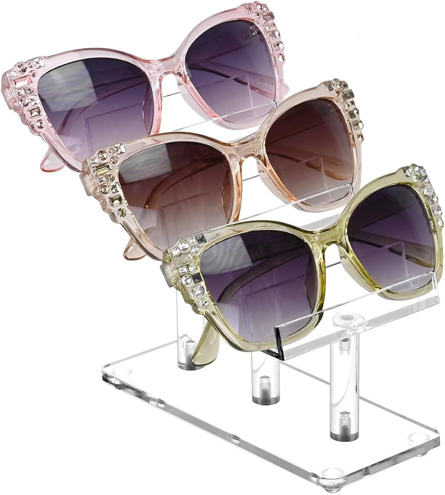 MOOCA 3 Tier Acrylic Eyewear Display Stand, Sunglasses Rack Holder, Sunglasses Stand, Eyewear Org... | Amazon (US)