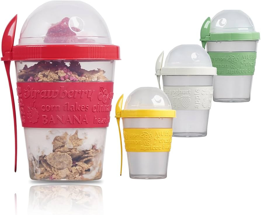 Salda 4 Pack 20 oz Breakfast On the Go Cups, Take and Go Yogurt Cup with Topping Cereal Cup with ... | Amazon (US)