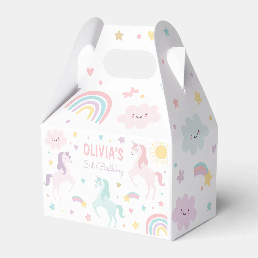 Magical Pastel Unicorn Rainbow Birthday Party Favor Boxes | Zazzle | Zazzle
