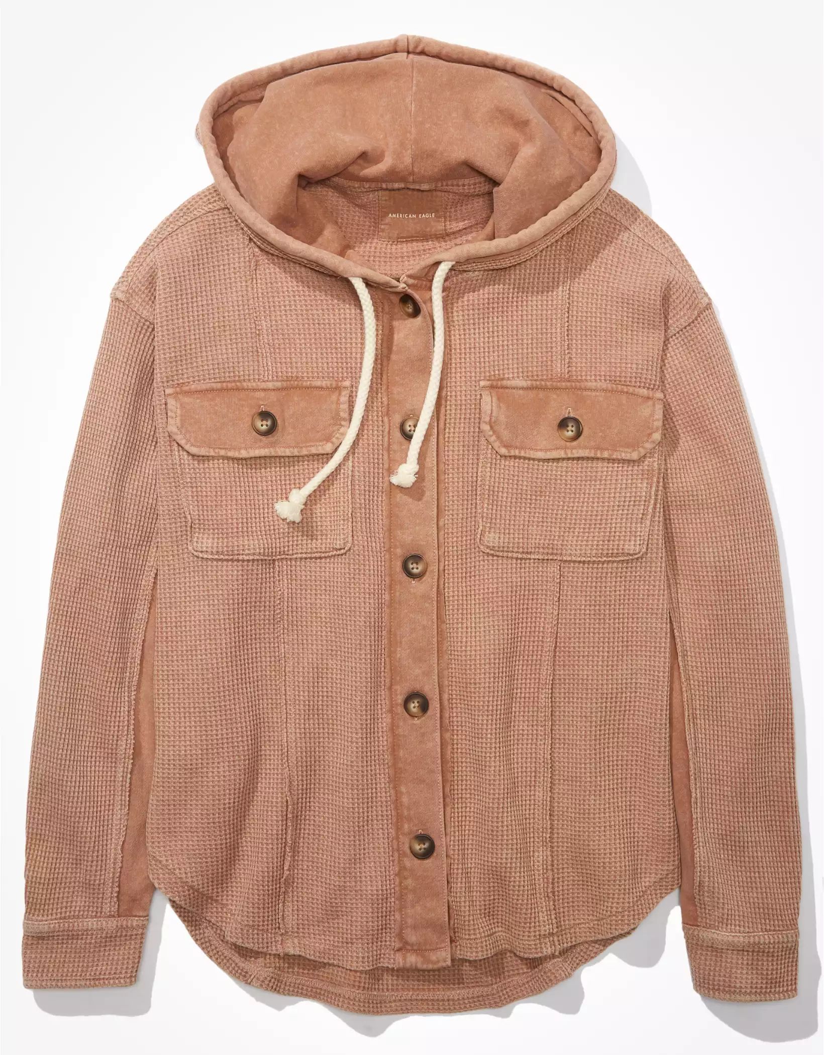 AE Hooded Waffle Shacket | American Eagle Outfitters (US & CA)