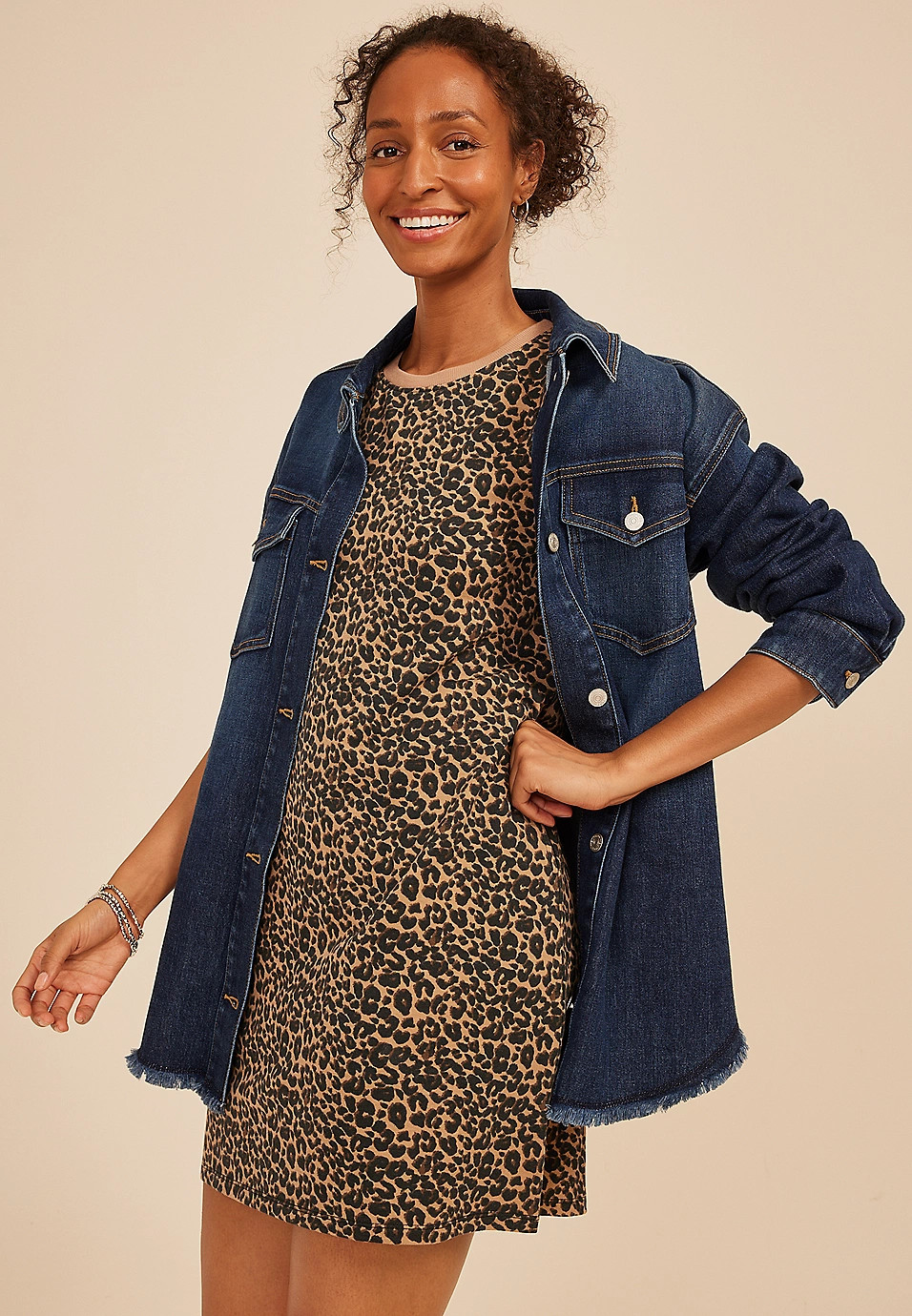 24/7 Animal French Terry Mini Dress | Maurices