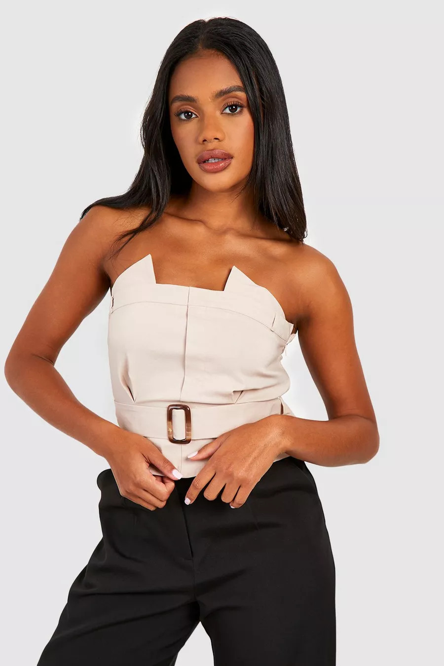 Bengaline Belt Deatil Top | boohoo (US & Canada)
