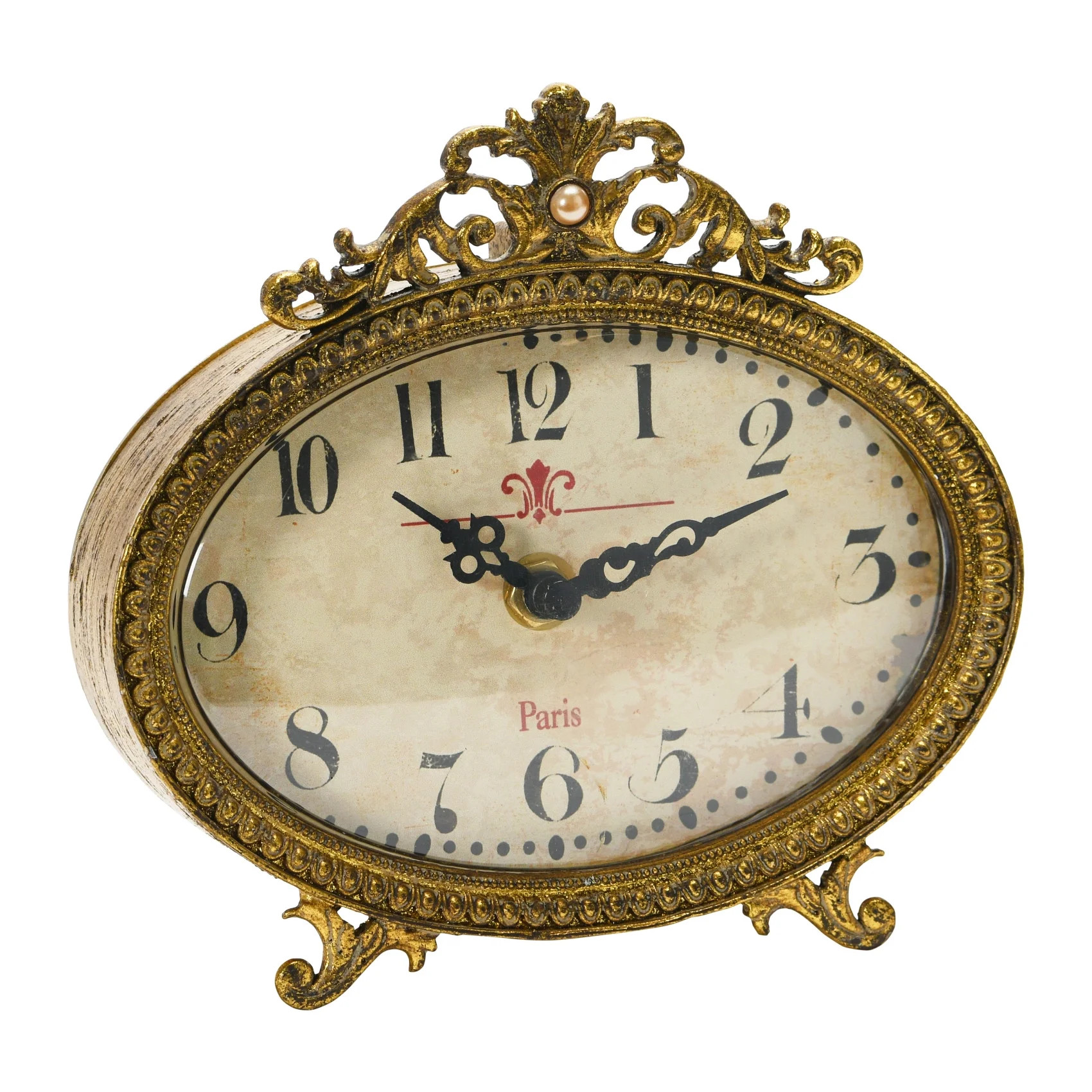 Creative Co-Op Distressed Pewter Mantel Clock, Gold Finish | Walmart (US)