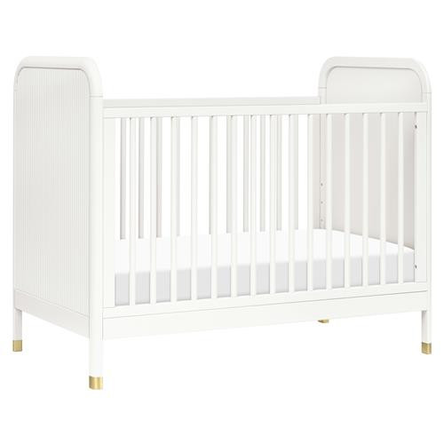 Namesake Brimsley Tambour French Warm White Pine Wood 3 in 1 Convertible Crib | Kathy Kuo Home