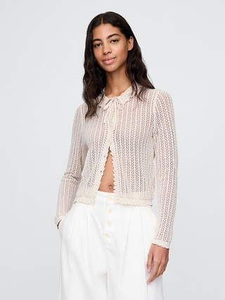 Gap × DÔEN Linen-Blend Pointelle Cardigan | Gap (US)