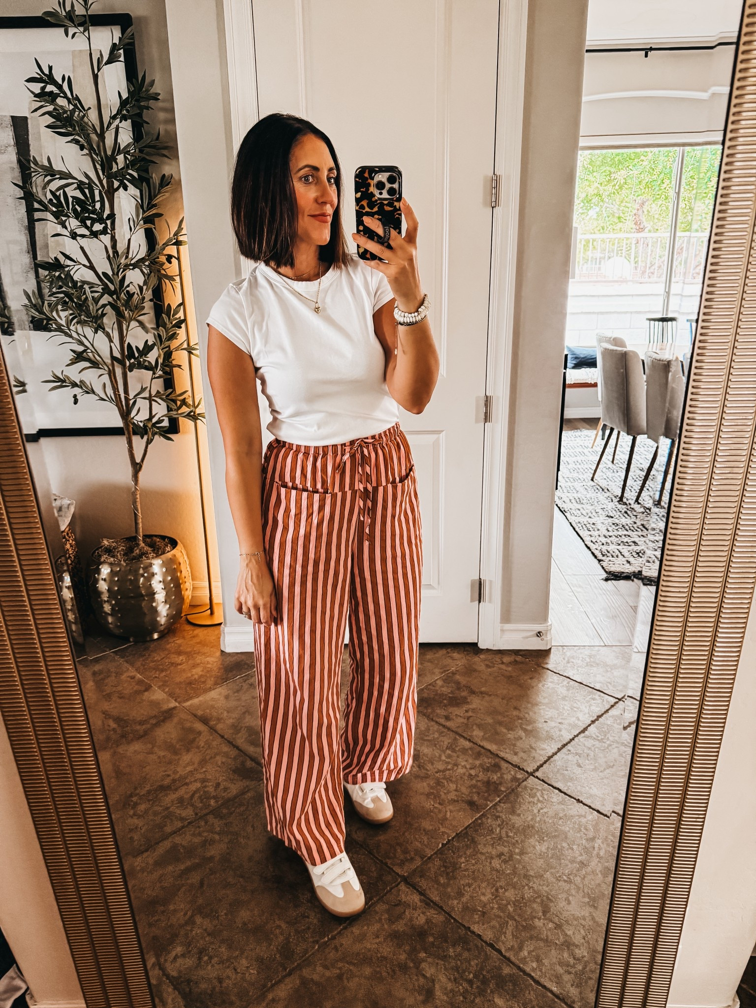 Real life weekday OOTD as a 41 year-old mom of three! 💓 #momuniform #coolmomoutfit

• Basic fitted white tee — size small
• striped drawstring pants — size small ￼

Casual style, Mom style, Amazon, Amazon fashion, Walmart, Walmart fashion, relatable style ￼

#LTKmomlife #LTKOver40 #LTKootd