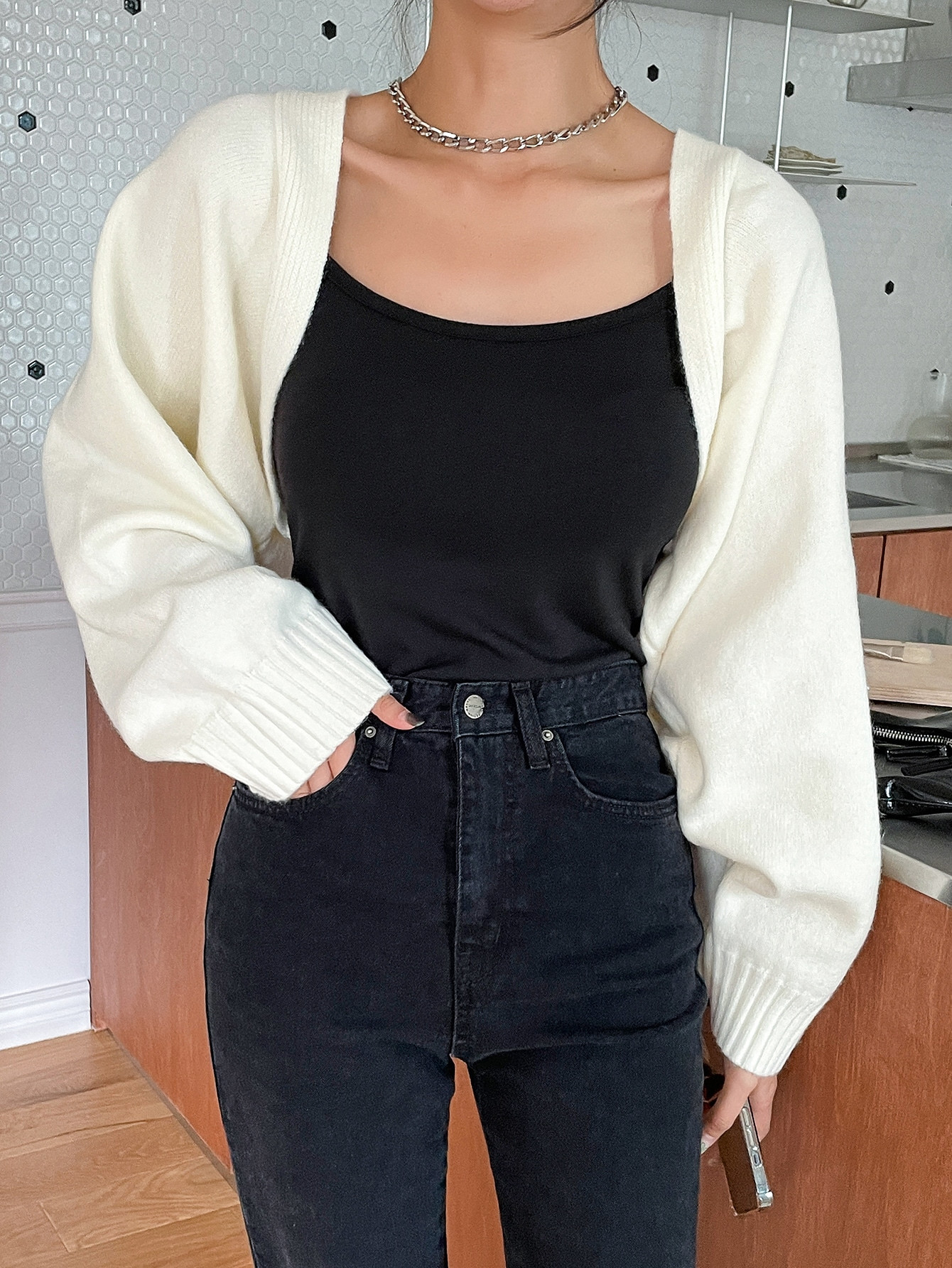 DAZY Cardigan court manches dolman ouvert | SHEIN