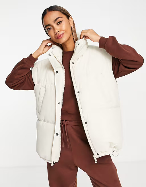 Brave Soul padded vest in cream | ASOS (Global)