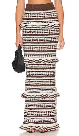 Kaely Maxi Skirt in Brown & Ivory | Revolve Clothing (Global)