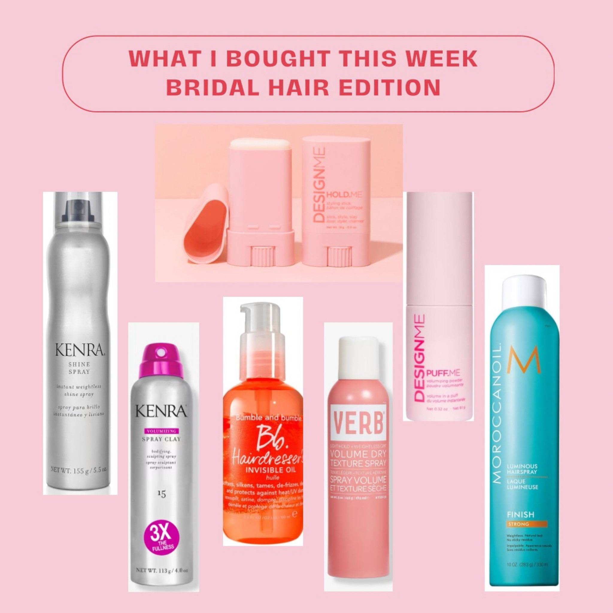 Some new and some repurchases for my bridal hair kit! 

#hairproducts#kenra#moroccanoil#designme#hairstyling#hairpomade#bumbleandbumble

#LTKBeauty #LTKBacktoSchool #LTKWedding