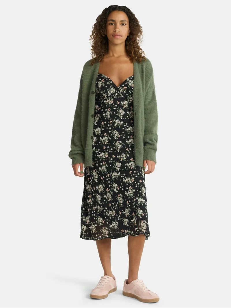 No Boundaries Tie Strap Midi Dress, Women's | Walmart (US)