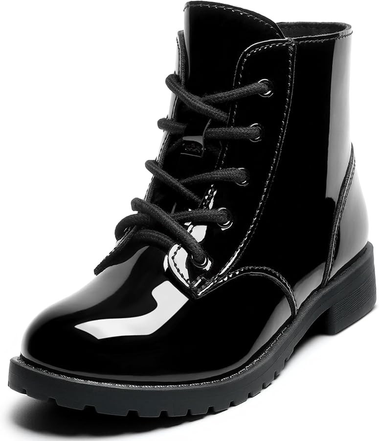 Girls Ankle Boots Lace Up Side Zipper Combat Shoes for Toddler/Little Kid/Big Kid | Amazon (US)