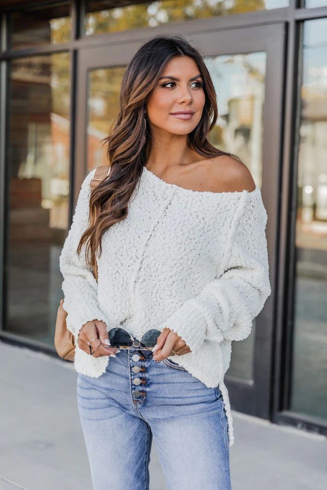 Said It Twice Ivory Popcorn Sweater FINAL SALE | The Pink Lily Boutique