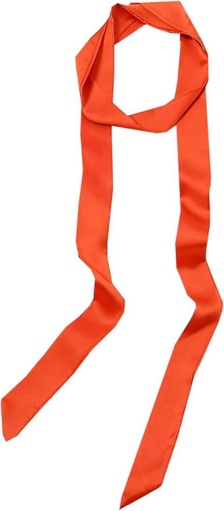 GUZOSJO Solid Color Long Neckerchief Pure Skinny Scarf Necktie Handbag Wrap Handle Satin Belt | Amazon (US)