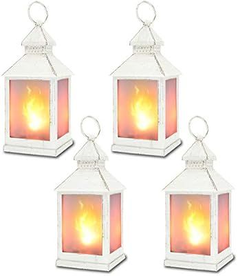 zkee 11" Vintage Style Decorative Lantern,Flame Effect LED Lantern,(White,4 Hours Timer), Indoor ... | Amazon (US)