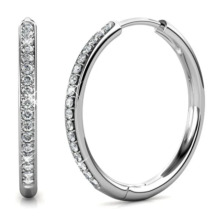 Cate & Chloe Bianca 18k White Gold Plated Silver Hoop Earrings | Women's Crystal Earrings | Jewel... | Walmart (US)