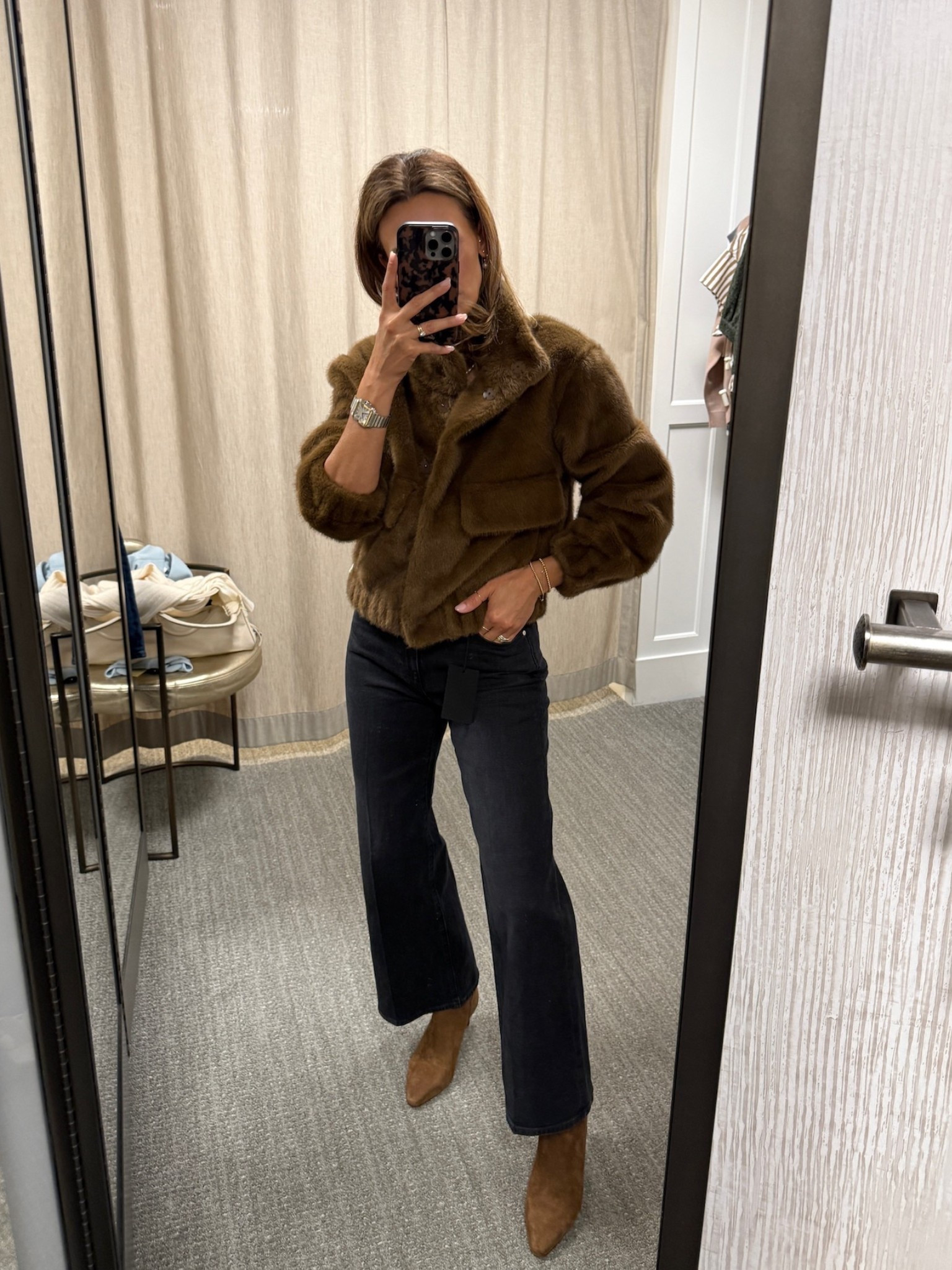 Obsessed with this luxe combo! This Sam Edelman fur jacket, Paige Anessa jeans, and Veronica beard boots are all part of the sale and make the perfect transitional outfit. Full look linked below! #Nordstrom #Anniversarysale

#LTKSeasonal #LTKStyleTip #LTKSaleAlert