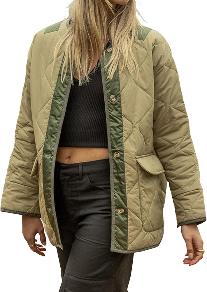 Omoone Oversized Quilted Jackets for Women Winter Warm Lightweight Button Down Puffer Padded Coat... | Amazon (US)