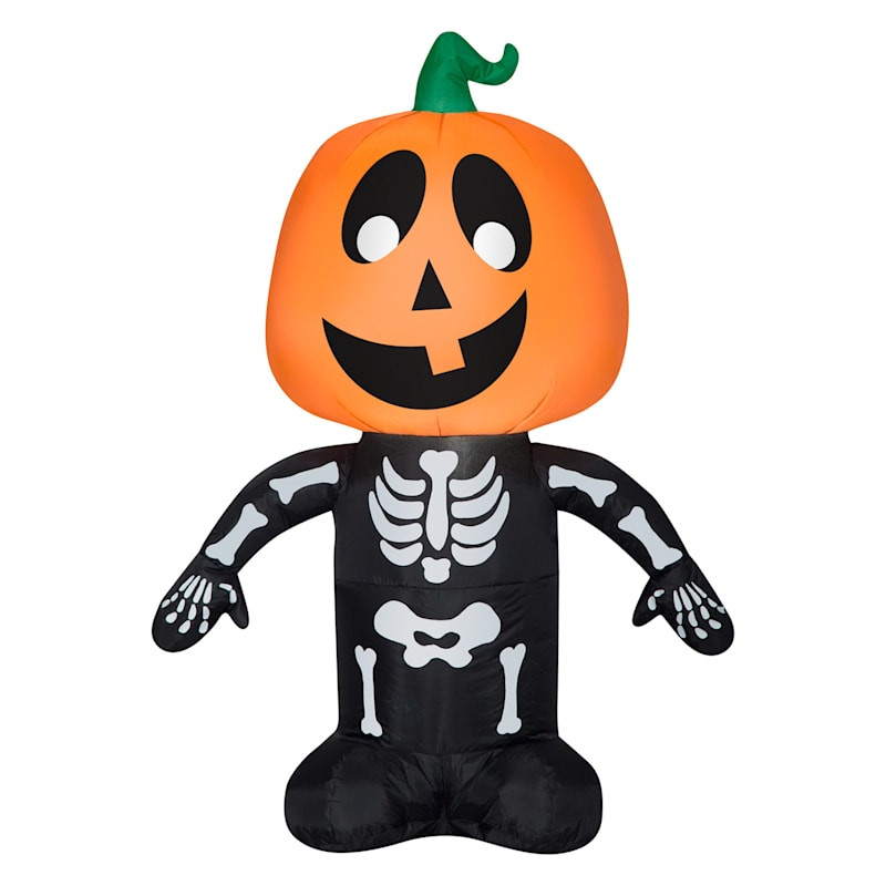 Inflatable Pumpkin Boy Skeleton, 3.5' | At Home
