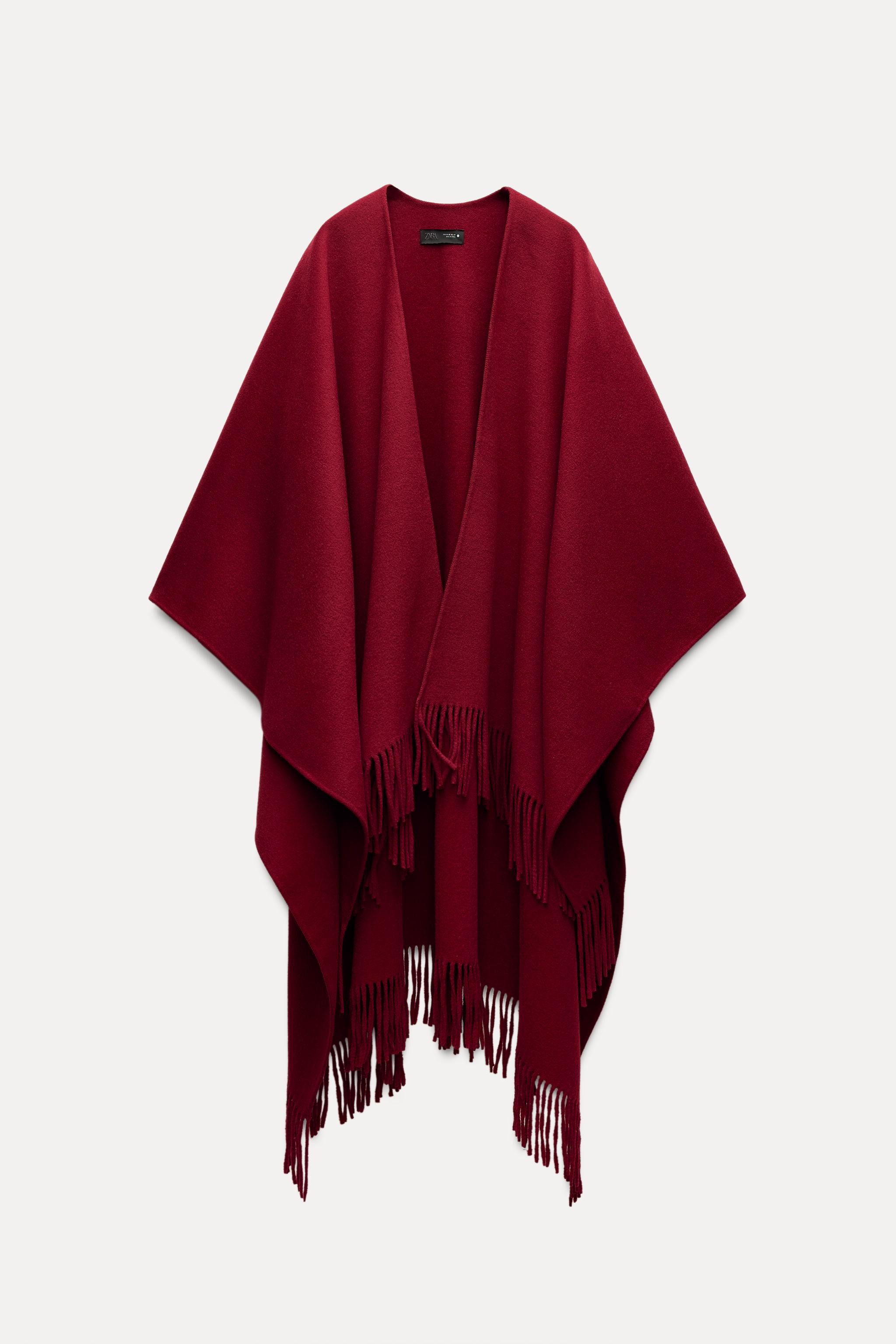 FRINGED WOOL BLEND CAPE ZW COLLECTION | Zara US