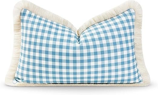 Hofdeco Premium Coastal Hampton Style Patio Indoor Outdoor Lumbar Pillow Cover Only, 12"x20" Wate... | Amazon (US)