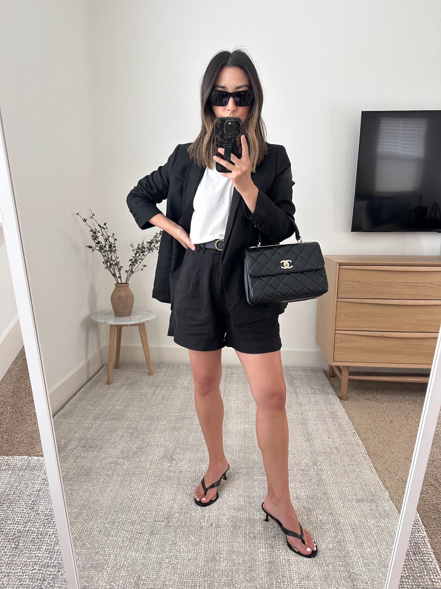 Elevated spring outfits. 

J.crew blazer petite 4 (old)
Everlane box cut tee medium
Madewell shorts 0 (old)
J.crew heeled sandals 5 (old)
J.crew belt 
Celine bag
YSL sunglasses 

Petite style, spring outfits 2026, spring style, 

#LTKSeasonal #LTKPetite #LTKootd
